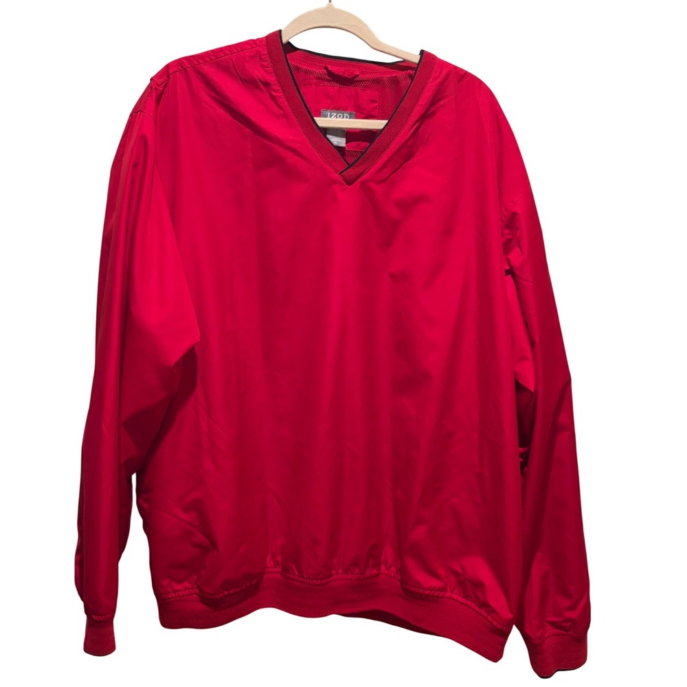IZOD Golf X-Treme Function Mens XL Red V-Neck Windshirt Pullover Mesh Lined